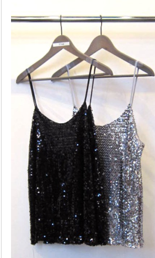 SEQUINED SLEEVELESS TOP IN BLACK OR WHITE