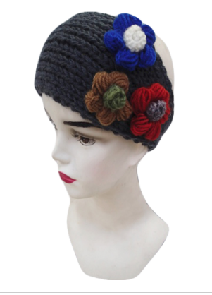 Flower knit head band in assorted colors
