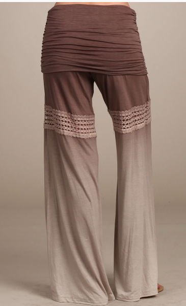 OMBRE BROWN PALAZZO PANTS WITH LACE C30163