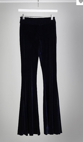 VELVET SUEDE BELL BOTTOM PANTS IN NAVY, BURGUNDY AND BLACK