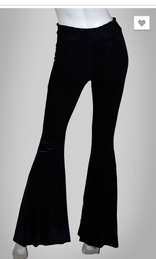VELVET SUEDE BELL BOTTOM PANTS IN NAVY, BURGUNDY AND BLACK