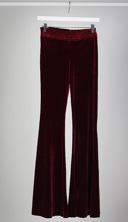 VELVET SUEDE BELL BOTTOM PANTS IN NAVY, BURGUNDY AND BLACK