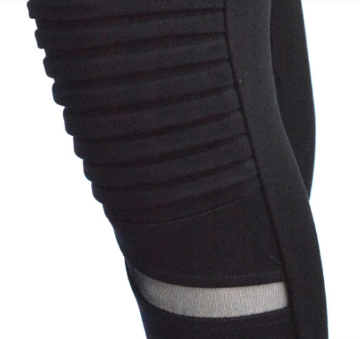 PLEATED KNEE MESH INSET LEGGINGS
