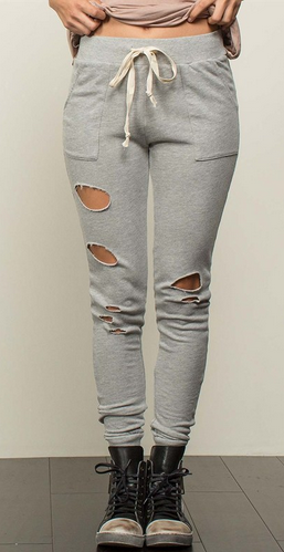 GREY DISTRESSED JOGGERS