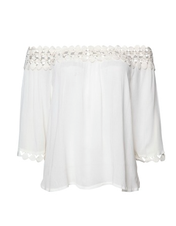 DEX OFF-SHOULDER TOP W/ CHUNKY CROCHET TAPE DETAIL