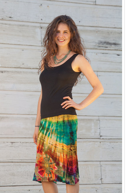 TYE DYE Cotton Spandex Midi Skirt
