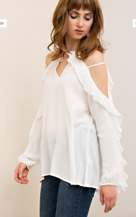 OFF WHITE OPEN SHOULDER TOP T7441
