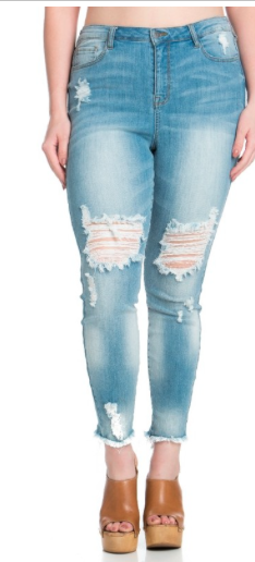 PLUS MID RISE SKINNY FRAY HEM