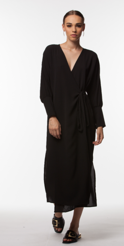 VIENNA BLACK WRAP DRESS