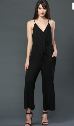 BLACK FRONT TIE LAYERED LOOK JUMPER