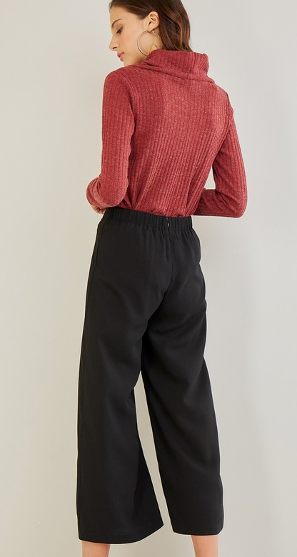 BLACK LACE UP PANTS