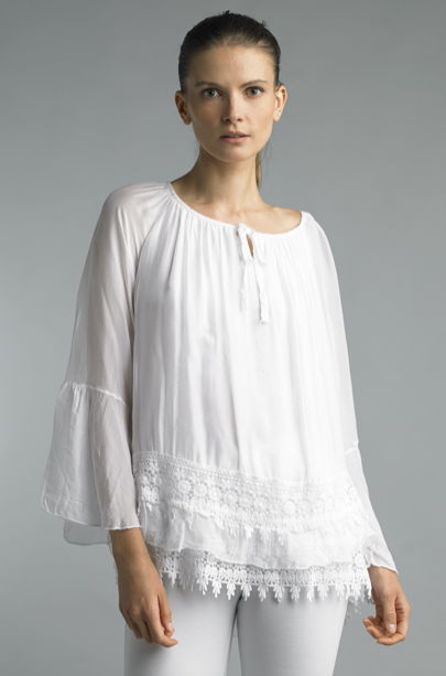 WHITE SILK TUNIC 8395