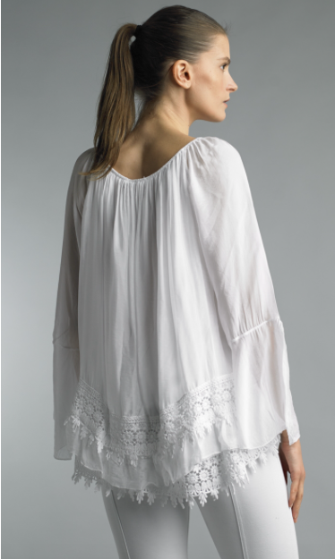 WHITE SILK TUNIC 8395