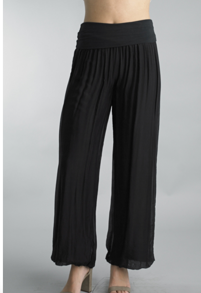 BLACK SILK PANTS 20058