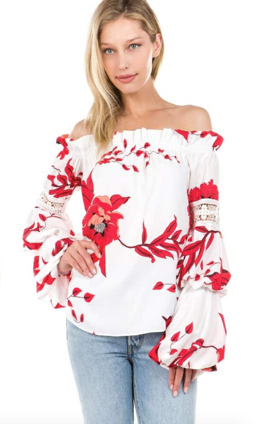 VIVIAN OFF SHOULDER TOP IN RED