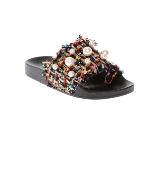 Pearl Accent Multi color upper material Slip on Slides.