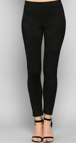 BLACK FAUX SUEDE LEGGINGS