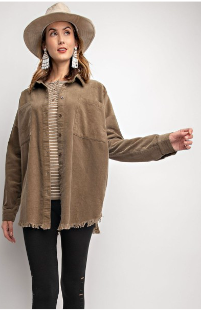 COURDEROY BUTTON DOWN IN CAMEL AND MILITARY