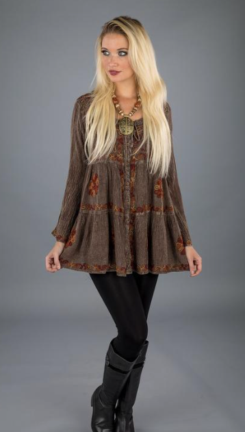 BROWN EMBROIDERED TOP 218608