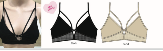 SUZETTE BRALETTE WITH MESH IN BLACK AND SAND