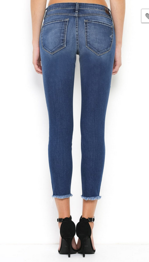 HIDDEN Medium Wash Distressed Cropped Skinny
