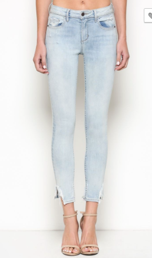 HIDDEN Super Light Wash Split Frayed Hem Skinny