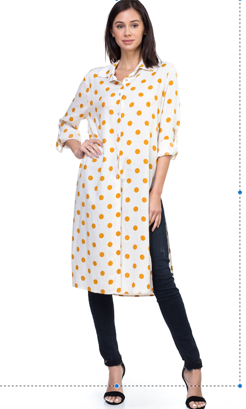 PRINTED LONG BUTTON DOWN DUSTER