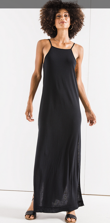 Z SUPPLY BLACK HALTER MAXI DRESS