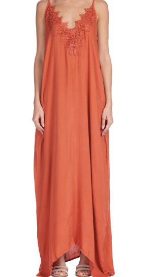 ELAN MAXI WITH SPAG STRAPS IN BRICK