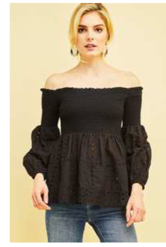 BLACK OFF SHOULDER TOP