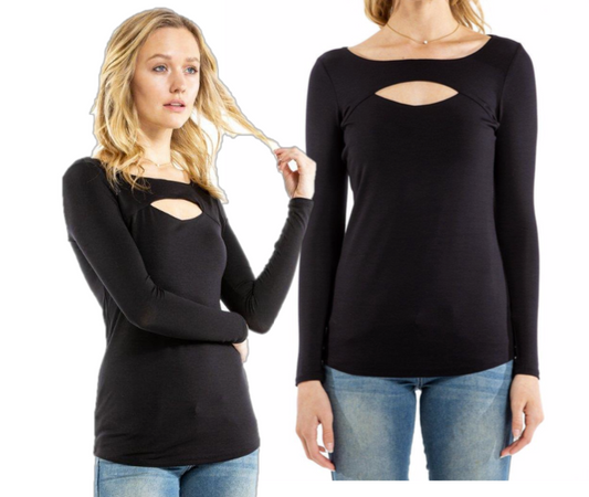 LORI LONG SLEEVE TOP (BLACK)