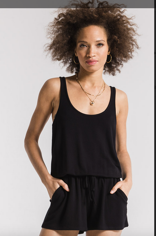 Z SUPPLY TANK ROMPER IN BLACK