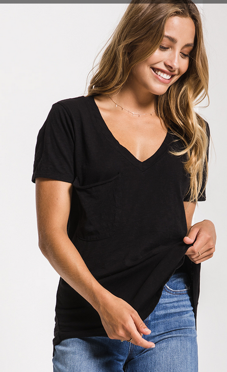 Z SUPPLY THE COTTON SLUB POCKET TEE IN BLACK, WHITE OR BLUE