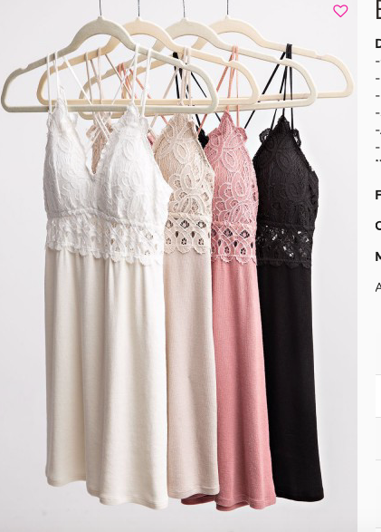 BRALETTE TANK TOP RIBBED CONTRAST TUNIC -CROCHET LACE DESIGN