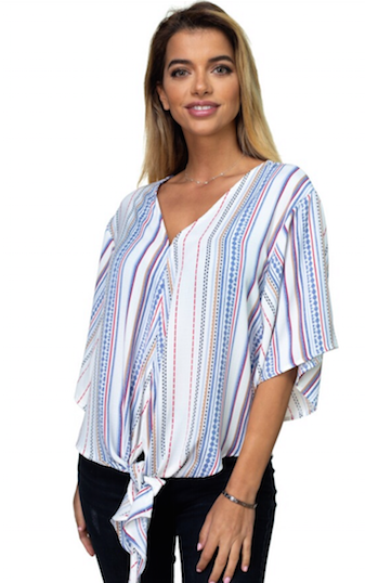 MULTICOLORED TIE KIMONO TOP