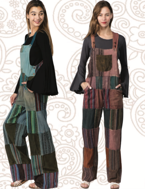 TEAL PATCHWORK OVERALLS