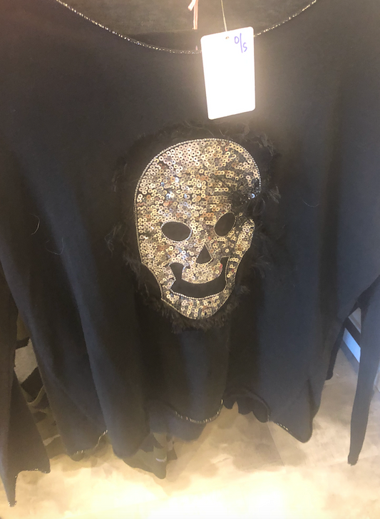 SKULL TOP IN GREY OR BLACK BY SCANDAL ONE SIZE