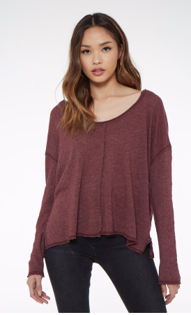 PROJECT SOCIAL T Get Up & Go Long Sleeve IN BURGUNDY