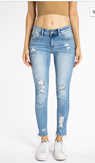 KAN CAN MID RISE ANKLE SKINNY JEANS KC8373M
