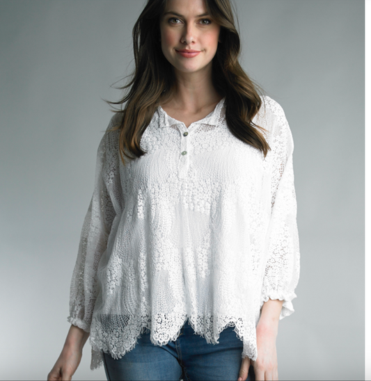 WHITE COTTON LACE TUNIC