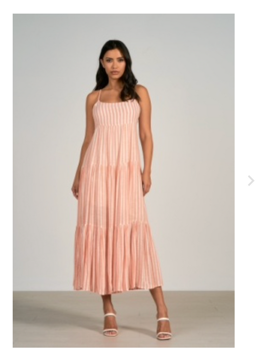 ELAN SP23 MAXI DRESS IN CORAL STRIPE