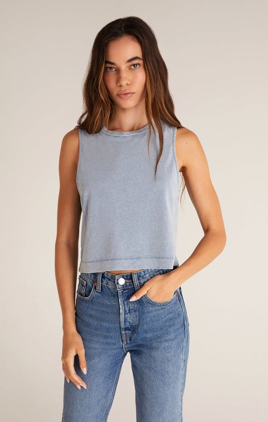 Z SUPPLY SLOANE JERSEY DENIM MUSCLE TANK