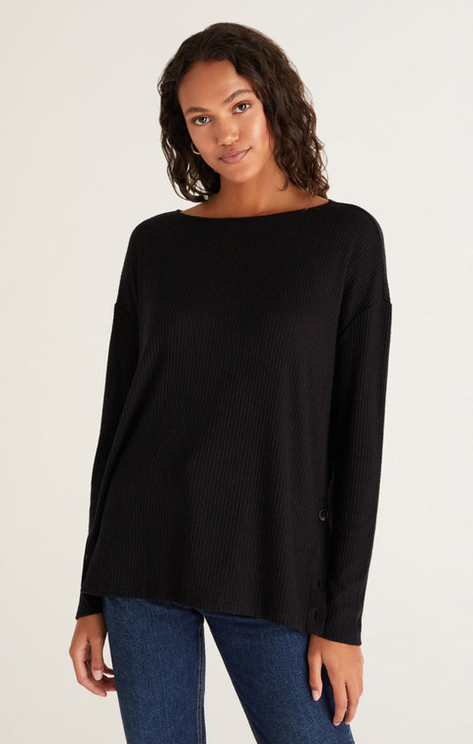 Z SUPPLY STANTON HIGH SLIT TOP IN BLACK
