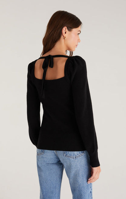 Z SUPPLY HADLEY SWEATER TIE TOP IN BLACK