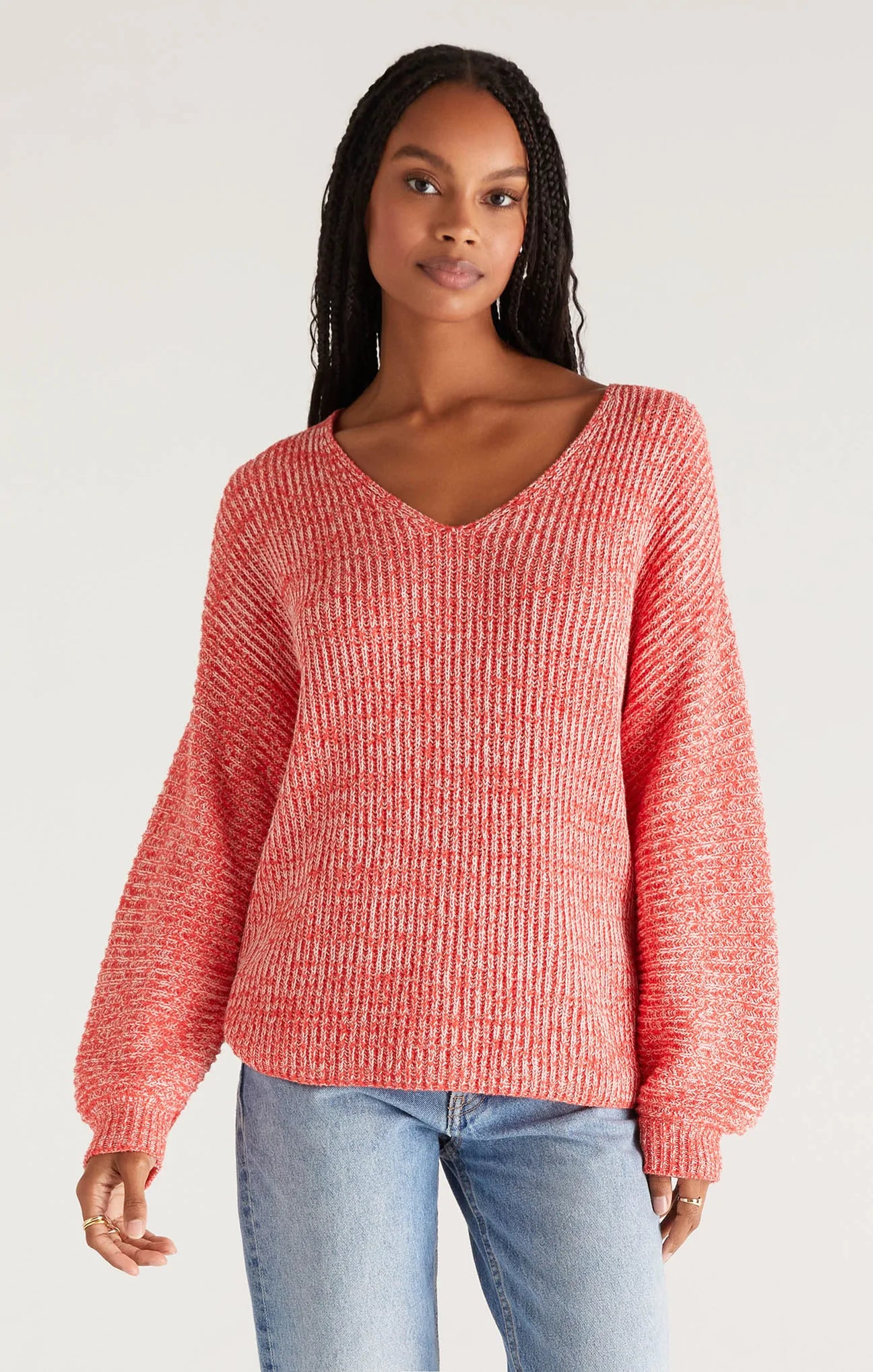 Z SUPPLY JONI V-NECK PULLOVER IN FIRECRACKER
