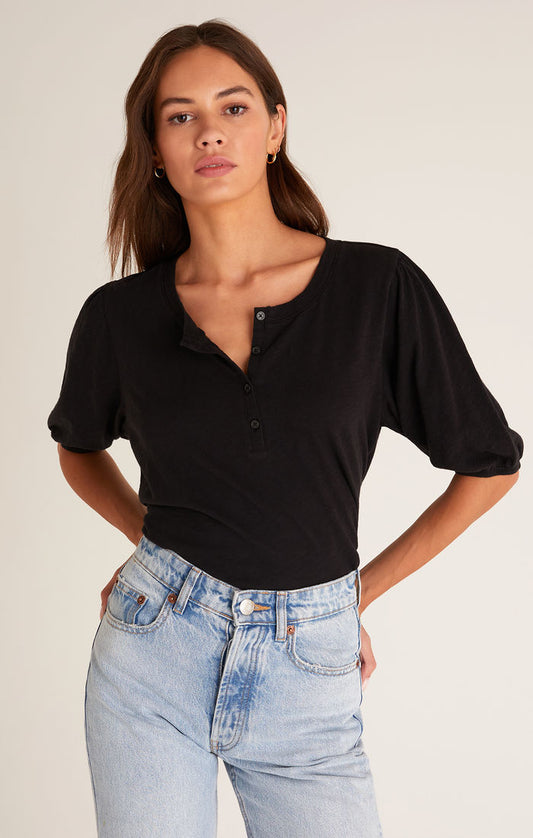 Z SUPPLY KATE HENLEY SLUB TOP IN washed black