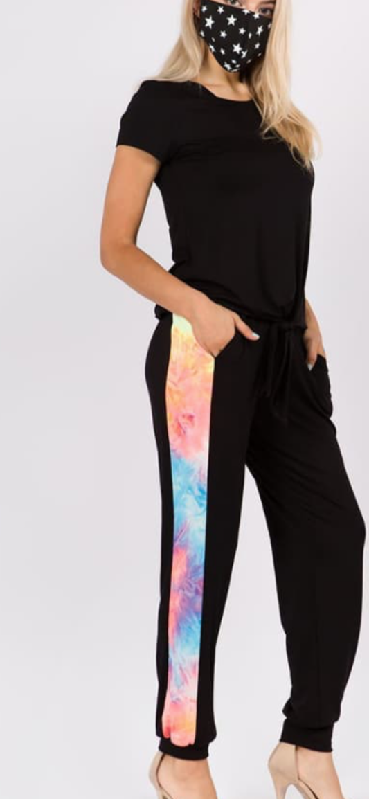 VAVA BLACK PANTS WITH NEON STRIPE