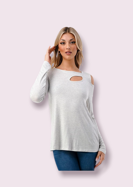 VAVA TESSA FRONT KEY HOLE TOP IN LIGH GREY