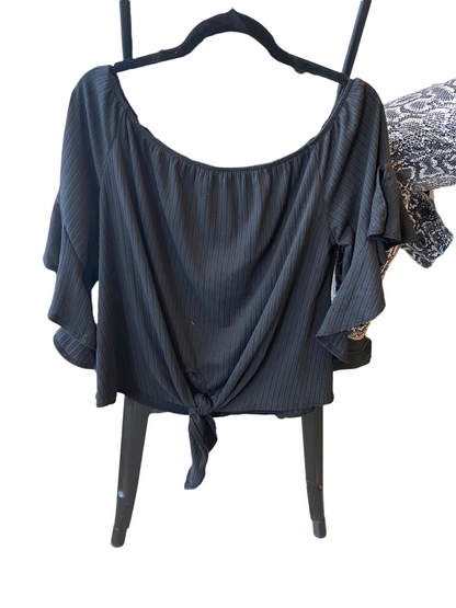 POINTELLE OFF SHOULDER TOP IN OFF WHITE, LILAC AND BLACK AND LIGHT BLUE