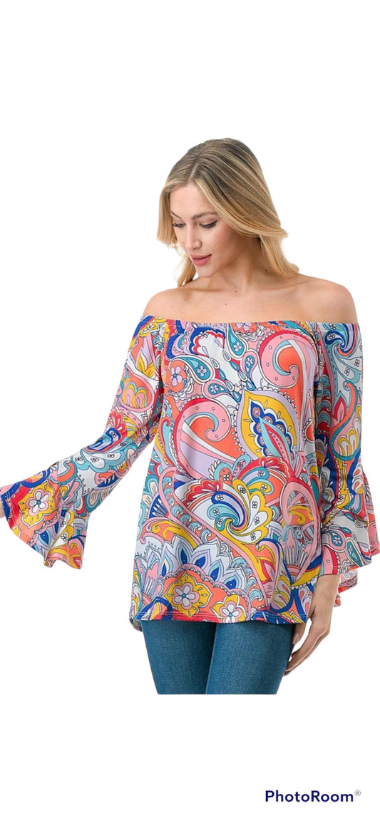 VAVA SUMMER PAISLEY JULIA OFF SHOULDER TOP